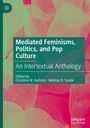 Texte: "Mediated Feminisms, Politics, and Pop Culture: An Intertextual Anthology. Edited by Christine M. Battista, Melissa R. Sande." Hintergrund zeigt blättrige Strukturen in Grün und Pink.