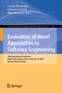 "Evaluation of Novel Approaches to Software Engineering" steht zentral. Fachbuchcover mit blauer und gelber Farbgebung.
