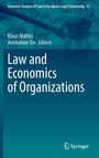 "Law and Economics of Organizations", Klaus Mathis, Avishalom Tor (Editors). Ein blauer Hintergrund mit Richterhammer.