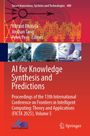 "AI for Knowledge Synthesis and Predictions" steht groß in der Mitte. Drei technische Bilder darunter.