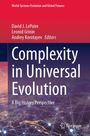 "Complexity in Universal Evolution: A Big History Perspective". Rotes und violettes Design mit Netzwerkmuster.