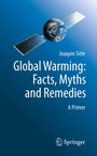 Text: "Joaquin Sitte - Global Warming: Facts, Myths and Remedies - A Primer - Springer." Satellit über der Erde auf blauem Hintergrund.