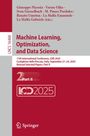 Titel: "Machine Learning, Optimization, and Data Science". Namen der Herausgeber oben. Verlagslogo unten.