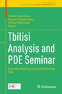 Grüner Hintergrund mit gelbem Text: "Tbilisi Analysis and PDE Seminar". Unten Logos von "Ghent Analysis PDE Center" und "Birkhäuser".