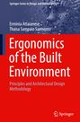 "Ergonomics of the Built Environment" ist in Weiß auf Rot geschrieben, mit Autorennamen oben. Rechts ein digitales Gesicht.