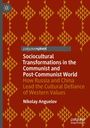 „Palgrave Pivot, Sociocultural Transformations“ steht in Weiß auf Rot. Geometrisches Muster in Bronze. Autor: Nikolay Anguelov.