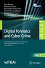 Text: Herausgeber, Konferenzdetails, Titel "Digital Forensics and Cyber Crime". Hintergrund: Abstrakte Linien und Logos.