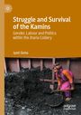 "Struggle and Survival of the Kamins" von Jyoti Sinha. Frau in bunter Kleidung schaufelt Kohle. Links ein oranges Logo.