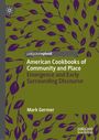 "American Cookbooks of Community and Place" von Mark Germer; olivgrüner Hintergrund mit violettem Blattmuster.