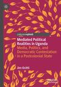 "Mediated Political Realities in Uganda" von Jim Ocitti. Gelbe Blätter auf lila Hintergrund, Logo oben links.