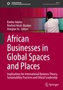 Titel: "African Businesses in Global Spaces and Places". Eine Person steht vor bunten Stoffregalen.