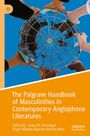 Text: "The Palgrave Handbook of Masculinities in Contemporary Anglophone Literatures." Mehrere Hände halten eine metallische Kugel.