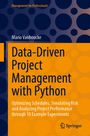 Titel: "Data-Driven Project Management with Python", von Mario Vanhoucke. Blau-orange Kreismuster. Springer-Logo unten.