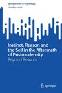 "Instinct, Reason and the Self in the Aftermath of Postmodernity: Beyond Reason". Abstrakte blaue und weiße Grafik.