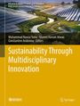 Titel: Sustainability Through Multidisciplinary Innovation. Oben Solarzellen auf hügeligen Feldern, unten goldener Hintergrund.