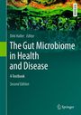 Text: Dirk Haller Editor. The Gut Microbiome in Health and Disease. A Textbook. Second Edition. Springer Logo unten rechts. Oben farbige Mikroskopaufnahme.