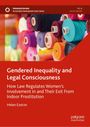 Text: "Gendered Inequality and Legal Consciousness" über bunte Stoffrollen auf rotem Hintergrund, unterer Textbereich rot.