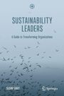 „SUSTAINABILITY LEADERS: A Guide to Transforming Organizations.“ Viele Vögel fliegen im Hintergrund.
