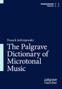Oben rechts steht "SPRINGER NATURE Reference". In der Mitte: "Franck Jedrzejewski, The Palgrave Dictionary of Microtonal Music". Unten rechts: "palgrave macmillan". Der Hintergrund ist dunkelblau mit einem hellblauen Streifen links.