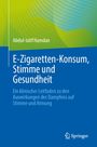 Text: "E-Zigaretten-Konsum, Stimme und Gesundheit. Ein klinischer Leitfaden zu den Auswirkungen des Dampfens auf Stimme und Atmung." Oben links Autor: Abdul-latif Hamdan. Unten rechts Springer-Logo. Farben: grün und blau.