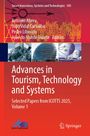Advances in Tourism, Technology and Systems. Drei Bilder: Satellitenschüssel, modernes Gebäude, Metallstruktur.