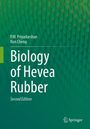 „Biology of Hevea Rubber, Second Edition“ von P.M. Priyadarshan und Han Cheng. Grüner Hintergrund mit Muster. Logo unten.