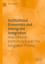 Text: "Institutional Economics and Immigrant Integration: How Informal Institutions Impact the Integration Process." Orange Hintergrund.
