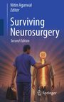 Titel: Surviving Neurosurgery, Second Edition. Illustration: Ein Arzt neben einem Patienten, dessen Nervensystem leuchtet.