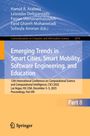 Text: "Emerging Trends in Smart Cities, Smart Mobility, Software Engineering, and Education." Design: Blau-orangene Farben, Springer-Logo.