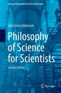 "Philosophy of Science for Scientists, Second Edition, Lars-Göran Johansson." Hintergrund: Bibliothek mit hohen Regalen.