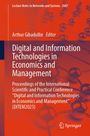Text: "Digital and Information Technologies in Economics and Management." Hintergrund: Molekülstruktur, orange-roter Farbton.