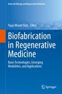 Titel: "Biofabrication in Regenerative Medicine". Ein blaues Cover mit weißen Buchstaben und einem abstrakten Muster.