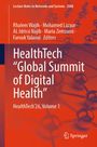Text: HealthTech "Global Summit of Digital Health" HealthTech’26, Volume 1. 
Orange Hintergrund mit Molekülstruktur.