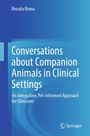 Titel: „Conversations about Companion Animals in Clinical Settings“. Autor: Renata Roma. Blauer Hintergrund mit Logo.