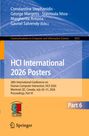 Titel: HCI International 2026 Posters. Konferenz in Montreal, 26.-31. Juli 2026. Darstellung mit blauen und orangen Elementen.