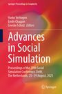Titel: Advances in Social Simulation. Konferenz in Delft, Niederlande, 25.–29. August 2025. Rotes und oranges Design.