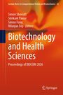 Der Text nennt Autoren und Titel: "Biotechnology and Health Sciences". Hintergrund in warmen Orangetönen.