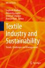 "Textile Industry and Sustainability: Trends, Challenges and Management". Autoren: Sughosh Madhav, Himanshu Gupta. Orange Hintergrund.