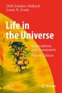 Text: "Life in the Universe: Expectations and Constraints, Fourth Edition". Autoren: Dirk Schulze-Makuch, Louis N. Irwin. Rotes Cover mit abstrakter Zellillustration.