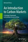 Text: "Bertrand Tessa, An Introduction to Carbon Markets, A Strategic Framework to Accelerate Access in Africa." Illustration: Baum mit Wurzeln.