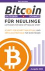 „Bitcoin Ratgeber Schweiz. Für Neulinge. Schritt-für-Schritt-Anleitung.“ Logo mit Bitcoin-Symbol und Wachstumsdiagramm.
