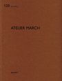 "120 De aedibus, ATELIER MARCH, QUART" auf braunem Hintergrund.