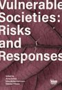 Text: „Vulnerable Societies: Risks and Responses“. Dunkelrote Blattstruktur im Hintergrund, weißer Text.