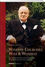 "Buchcover mit Text: Werner Vogt, Winston Churchill: Witz & Weisheit. Bild eines Mannes im Anzug, sitzt im Freien."