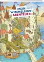 „MEIN WIMMELBUCH ABENTEUER, TOBIAS STURM“. Eine lebhafte mittelalterliche Szene mit Burgen, Brücken und vielen Menschen.