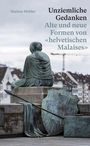 Titel: "Unziemliche Gedanken. Alte und neue Formen von 'helvetischen Malaises'". Figur sitzt mit Blick auf Gebäude.