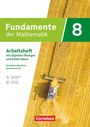 "Fundamente der Mathematik 8. Arbeitsheft mit digitalen Übungen und Erklärvideos. Bild von Mähdrescher auf gelbem Feld."