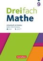 „Dreifach Mathe“, „Arbeitsheft mit Medien Baden-Württemberg“, Zahl 9, bunte geometrische Formen, Cornelsen-Logo.