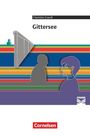 „Charlotte Gneuß, Gittersee”. Illustration mit stilisierten Personen, Linien, Zaun und einem Logo mit Buch.