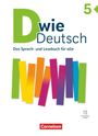 "D wie Deutsch. Das Sprach- und Lesebuch für alle. 5." Bunte Streifen unten, Cornelsen-Logo unten in Rot-Weiß.